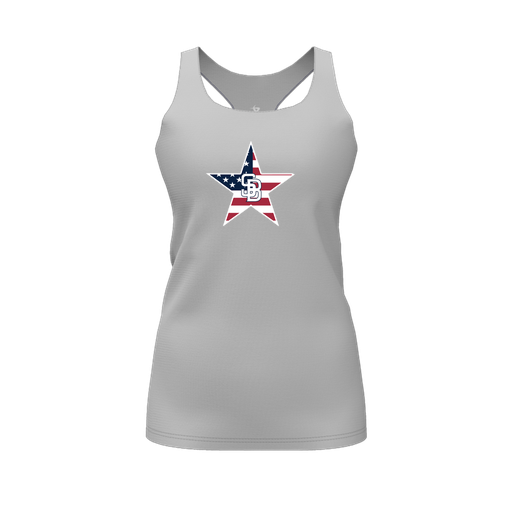 [FT0TRBGY-FYS-LOGO1] Decker Racerback Tank Top (Female Youth S, Gray, Logo 1)