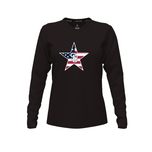 [FTLVCFBK-FYXS-LOGO1] Decker Comfort T-Shirt (Female Youth XS, Black, V Neck, Logo 1, Long Sleeve)