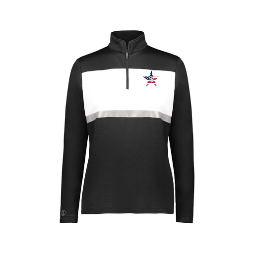 [222791.420.XS-LOGO1] Ladies Bold 1/4 Zip Pullover (Female Adult XS, Black, Logo 1)