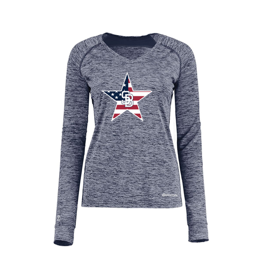 [222770.U22.XS-LOGO1] Ladies Electric Long Sleeve Shirt (Female Adult XS, Navy, Logo 1)