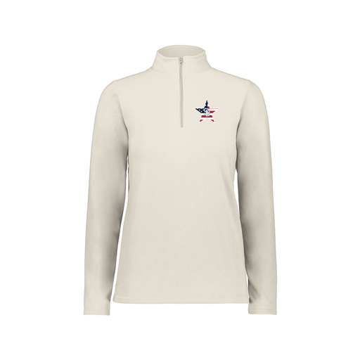 [6864.53T.XS-LOGO1] Ladies MicroFleece 1/4 Zip Pullover (Female Adult XS, White, Logo 1)
