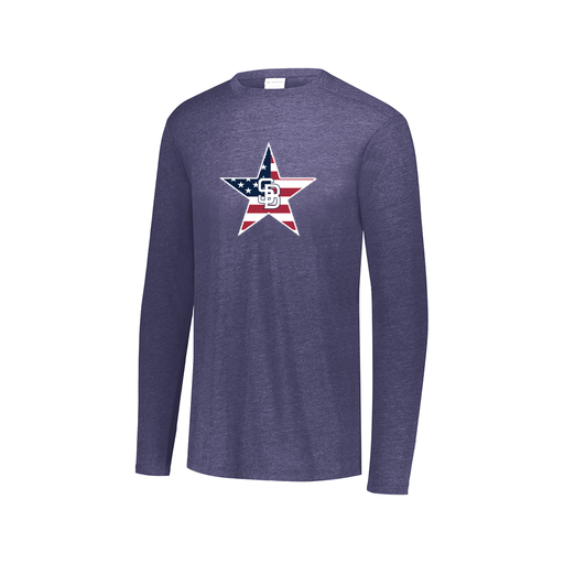 [FTLCUBNV-AXS-LOGO1] Decker Men's Tri-Blend T-Shirt - Long Sleeve (Adult XS, Navy, Logo 1)