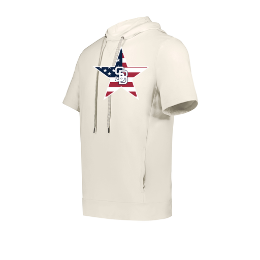 [222505.907.S-LOGO1] Men's Venturs Soft Knit Short Sleeve Hoodie (Adult S, White, Logo 1)