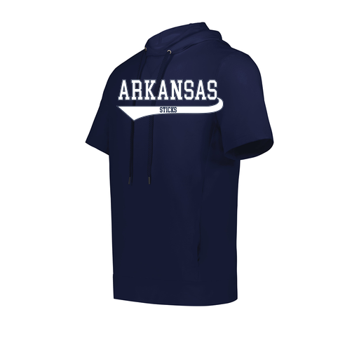 [222505.065.S-LOGO2] Men's Venturs Soft Knit Short Sleeve Hoodie (Adult S, Navy, Logo 2)